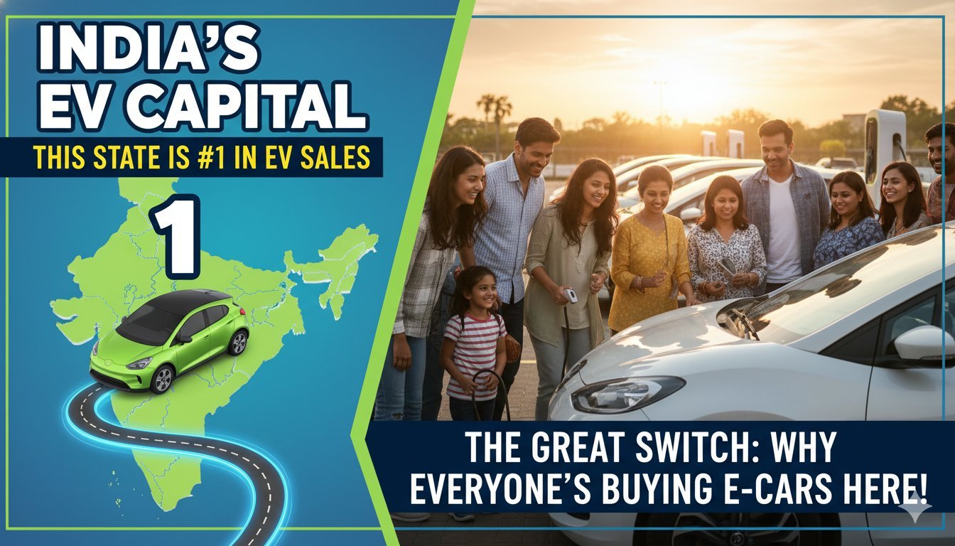 महाराष्ट्र में इलेक्ट्रिक कारों की भीड़ वाली सड़क पर EV वाहन चलते हुए