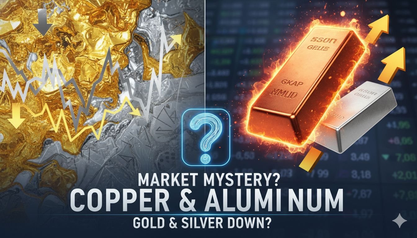 कॉपर और एल्युमीनियम की बढ़ती कीमतों का ग्राफ दिखाता हुआ चार्ट, बाजार में तेजी का संकेत