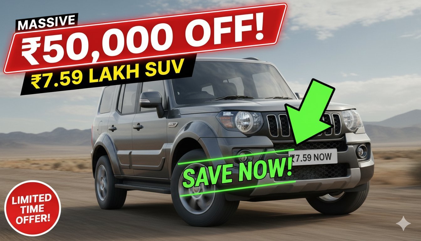 महिंद्रा XUV 3XO SUV फ्रंट व्यू दिखाते हुए, जिसमें बंपर छूट ऑफर हाइलाइट है, फरवरी 2026